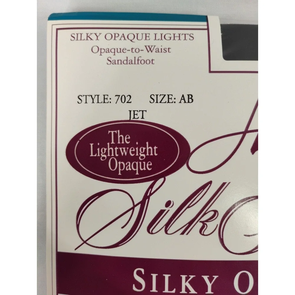 Hanes Silk Reflections‎ Silky Opaque Pantyhose Color Jet Black 702 AB Sandalfoot